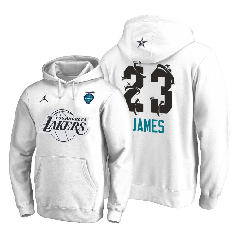 Men's Los Angeles Lakers LeBron James #23 NBA Sweep Pullover Buzz Side 2019 The All-Star White Basketball Hoodie GPK6883CQ
